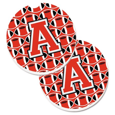 Carolines Treasures Letter A Football Scarlet and Grey  Cup Holder Car Coaster, PK2 CJ1067-ACARC